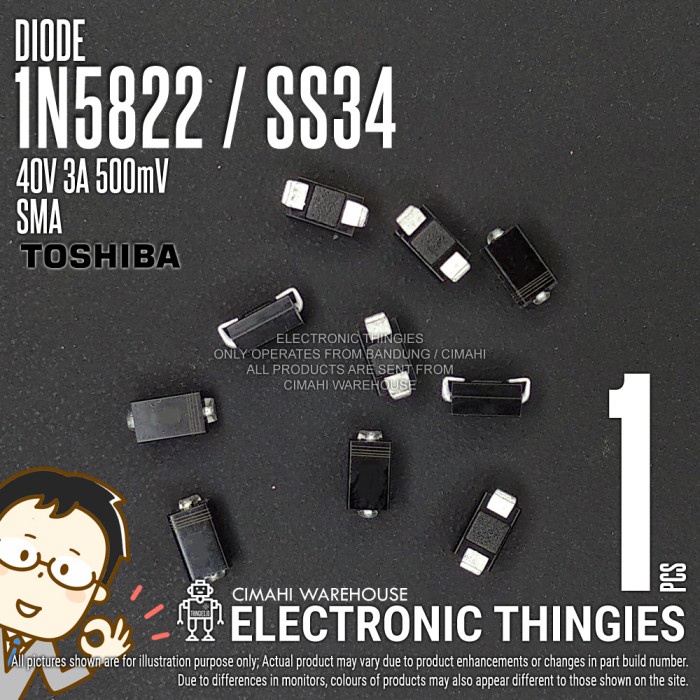 1N5822 SMA TOSHIBA SS34 DIODE DIODA SMD 5822