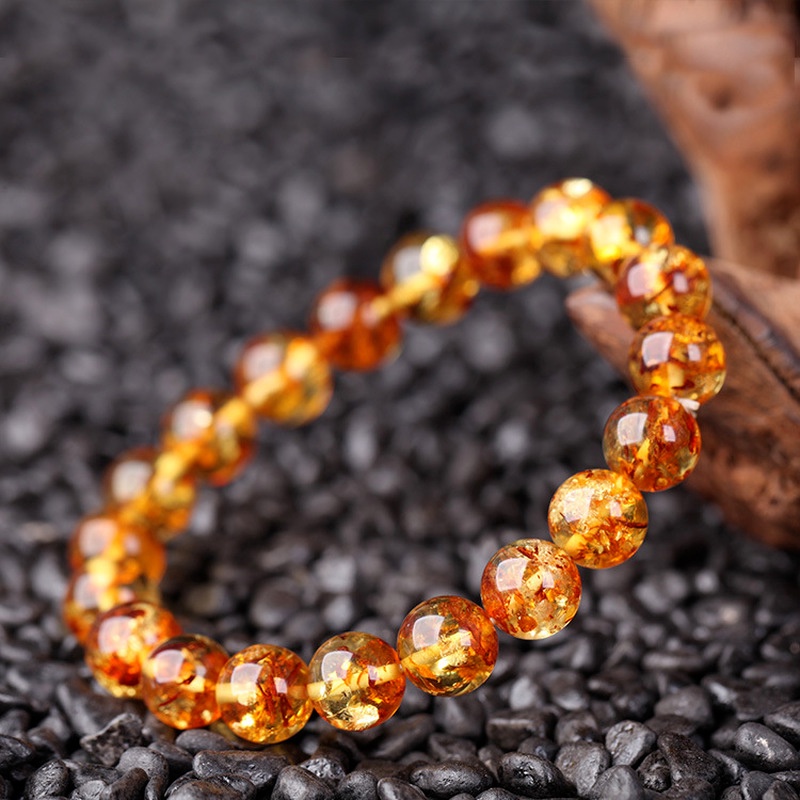 Gelang Unisex Kekayaan Dan Elegent Yang Bagus Kuning Imitasi Amber Beads