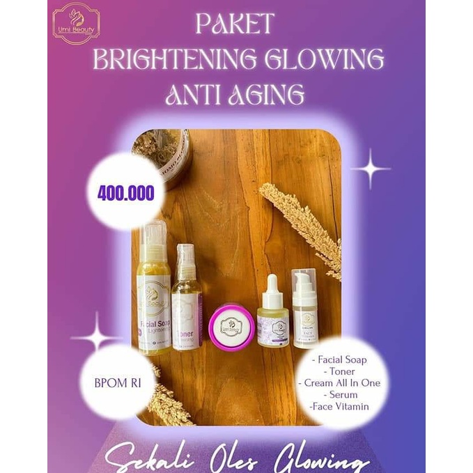Cream Wajah UBC ||Paket Brightening Glowing & Anti Aging || Facial Soap || Cream All in One || Toner