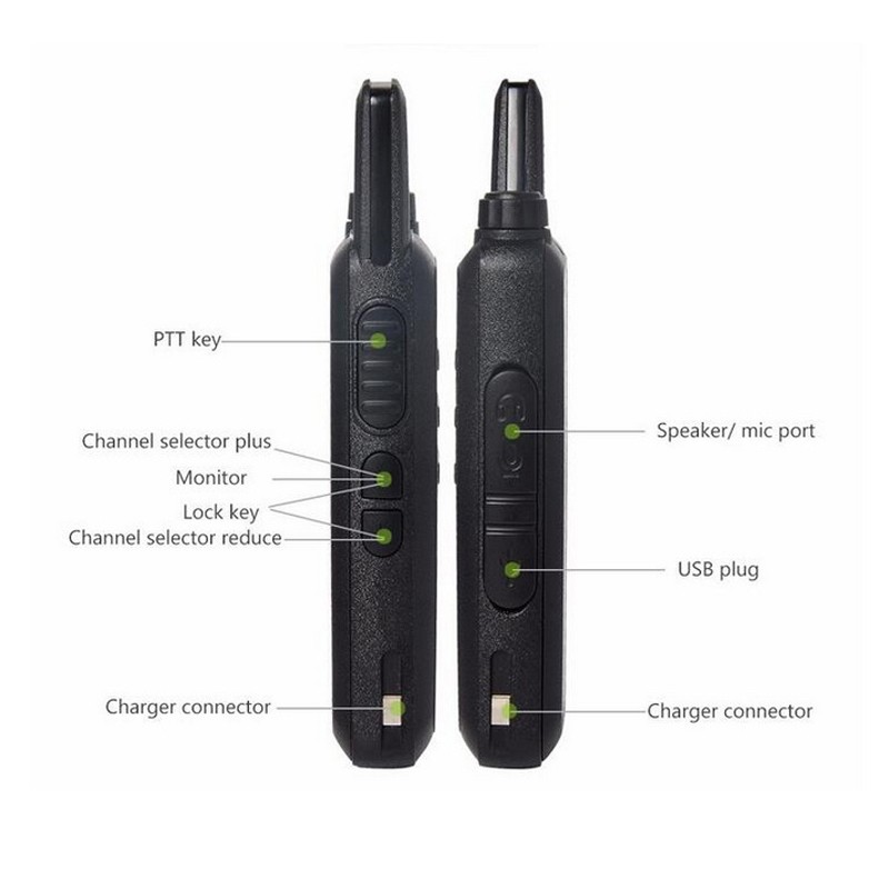 Paket Lengkap Original WLN WalkieTalkie Two-Way Radio KD-C1 (ISI 2PCS) HITAM-Batrai 1500 mAh