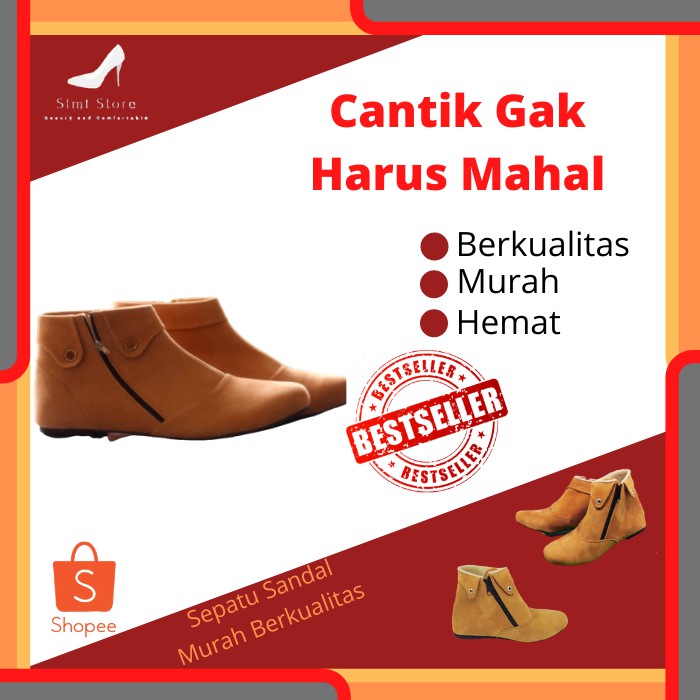 sepatu boot wanita / sepatu murah / sepatu terbaru / sepatu korea / boot flat
