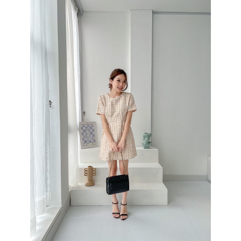 [ Keyclothingline ] Maria Dress / Dress Tweed Wanita