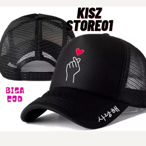 Topi Trucker Pria Wanita Design Suka-suka / Topi Trucker Logo Love Korean