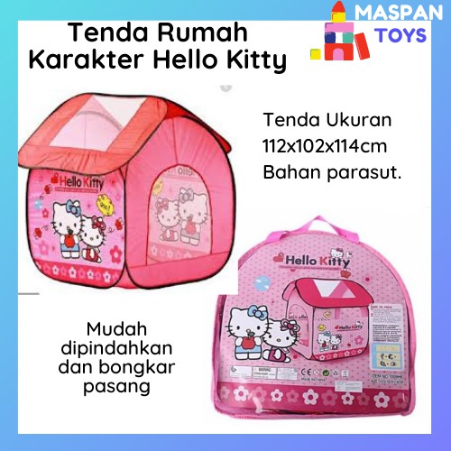 Mainan Tenda Kemah Camp Tent Rumah Anak Karakter Hello Kitty Besar