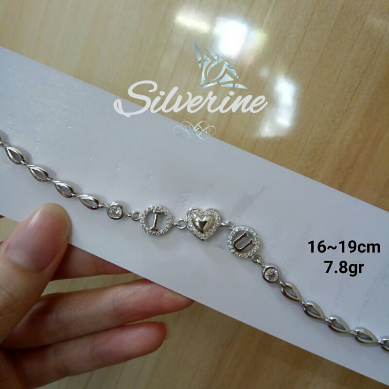 GELANG I LOVE YOU SILVER 925 PERAK 925 PERAK LAPIS EMAS PUTIH RHODIUM