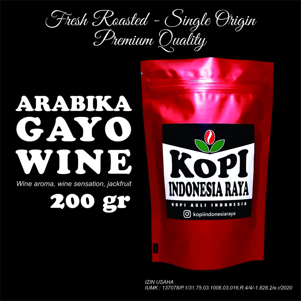 

Arabika Gayo Wine 200 Gr - Kopi Bubuk / Biji - Premium Aceh Gayo Arabica Coffee