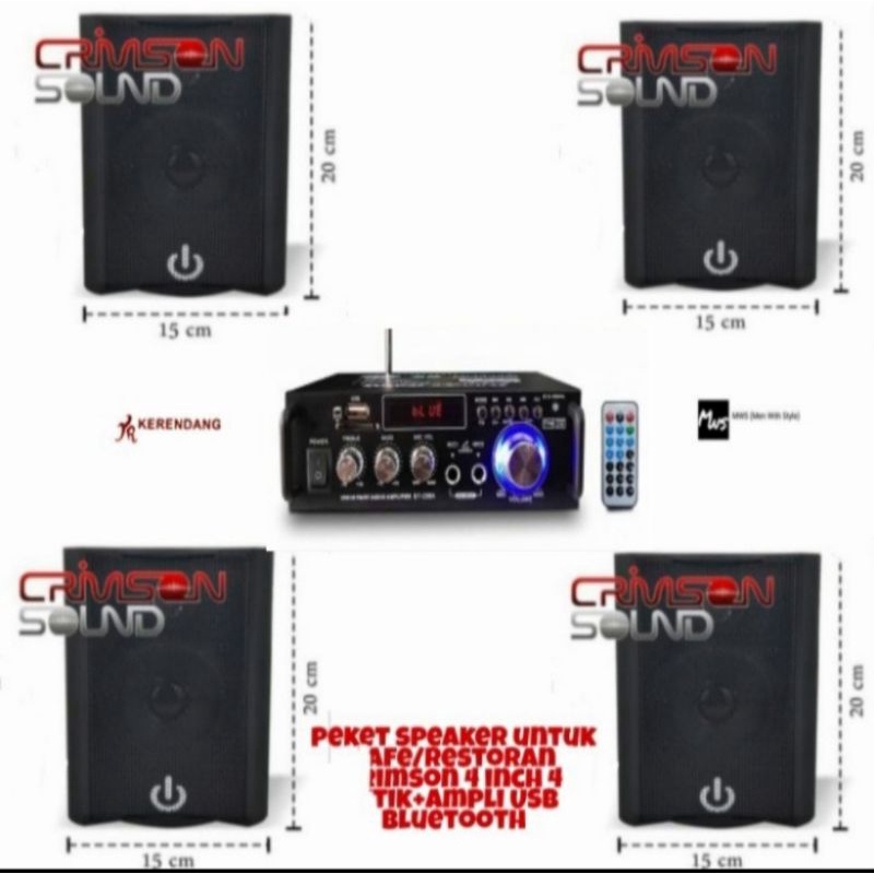 Paket Cafe Speaker Crimson 4 Titik Ampli Crimson USB BLUETOOTH Radio