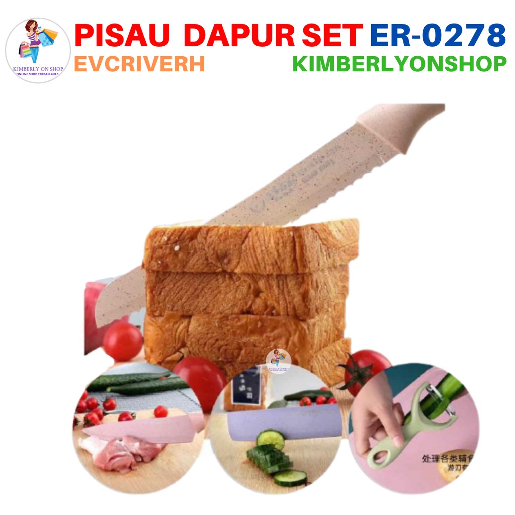 Kimberlyonshop Pisau Set Dapur Peralatan Masak Stainless 6IN1 EVCRIERH