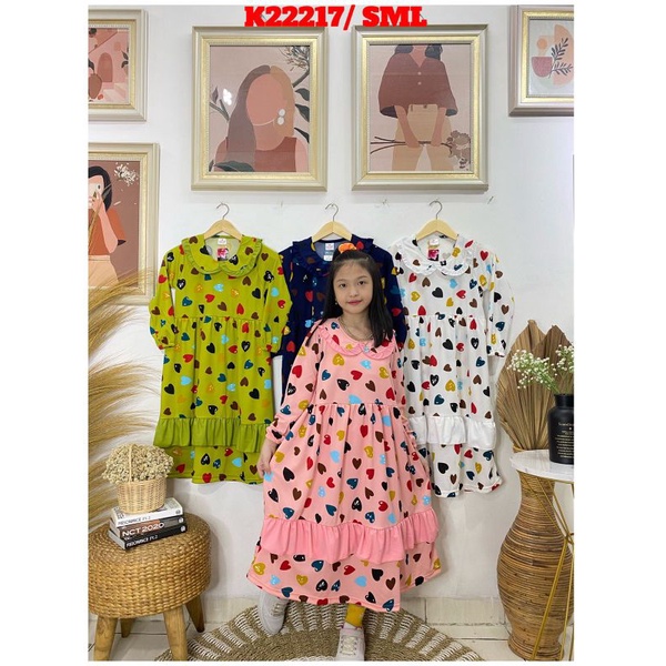 Grosir gamis anak motif love 6x35000