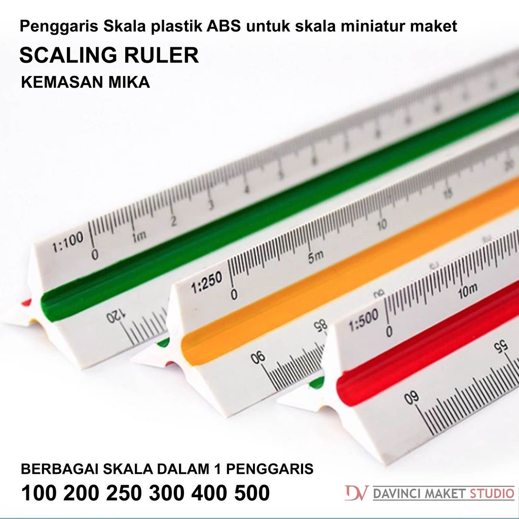 

Penggaris Skala Maket Miniatur Diorama 1:100 1:200 1:250 1:300 1:400 1:500 Plastik abs - Scaling Scale All In One Technic Ruler