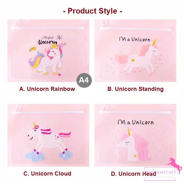 Map Unicorn Size BESAR dengan Zipper Map Kertas Unicorn