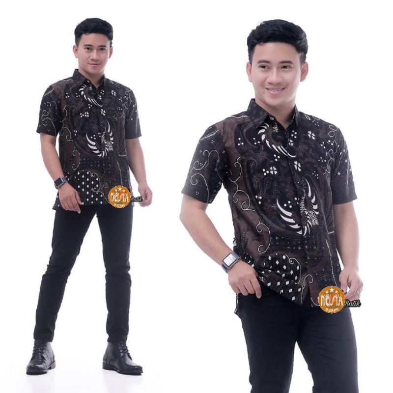 Batik wanita ASJ SA HRB026 Kenongo Kemeja Tosca Pendek-Hem Dwsa Cucakrowo