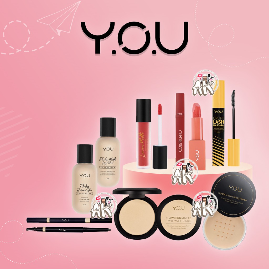 Y.O.U FLAWLESS RADIANCE SKIN FOUNDATION,LOOSE SETTING POWDER,LONG WEAR FOUNDATION DUAL EYEBROWN