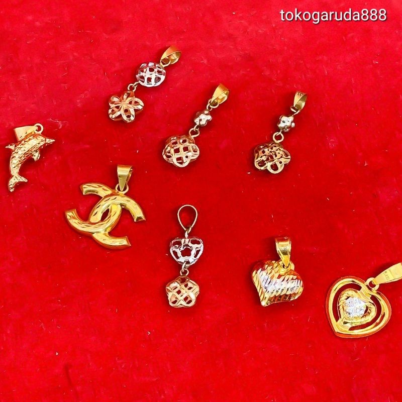 liontin kalung anak dan dewasa emas asli kadar 700 70% 16k 22 surabaya 0,5gram love kerawang gantung permata putih