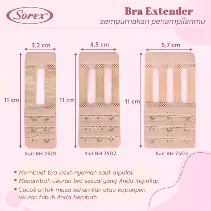 BRA bh extension 2501 2502 2503 Tambahan kait Sorex