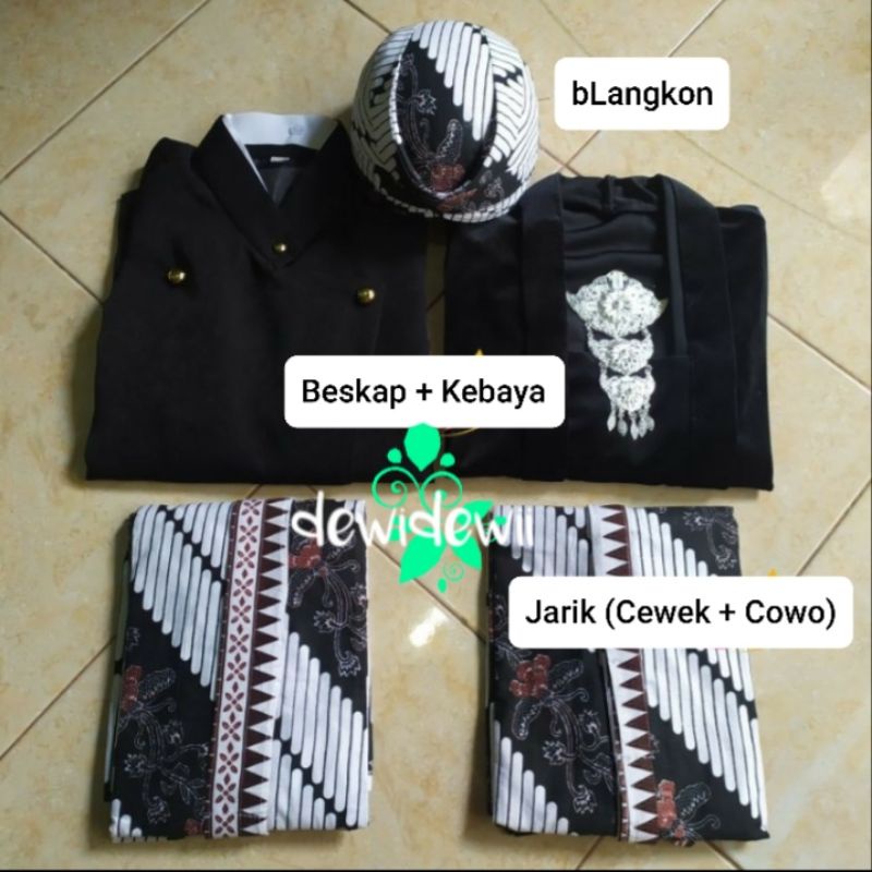 Set Prewed / Baju Couple Adat Jawa, Motif Lereng Kembang (+Selendang)
