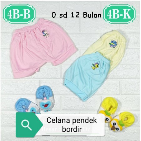 3 Pcs Celana Pendek Bayi Harian Alusan Lusin Motif Polos Bordir Usia 0 Sd 12 Bulan TGS