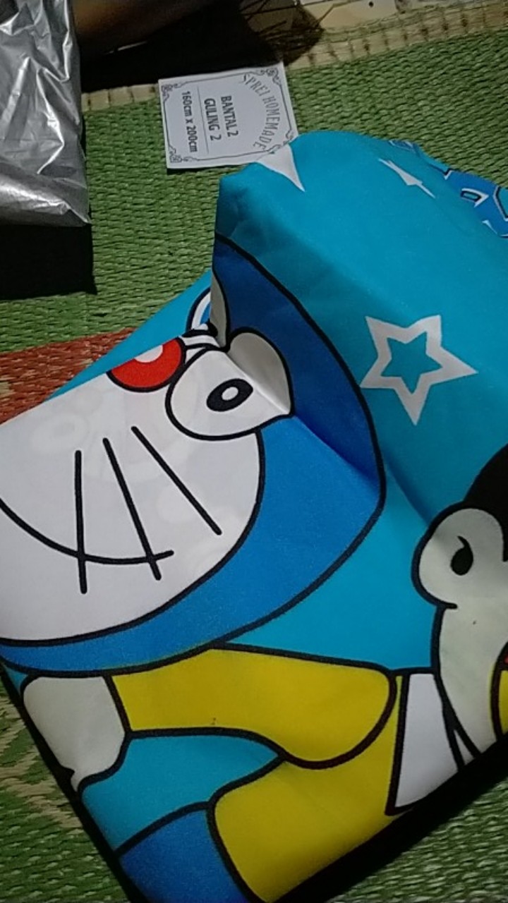 Sprei Homemade Karakter Doraemon Grosir Perlengkapan Kamar Tidur Seprai Springbed Murah Cod