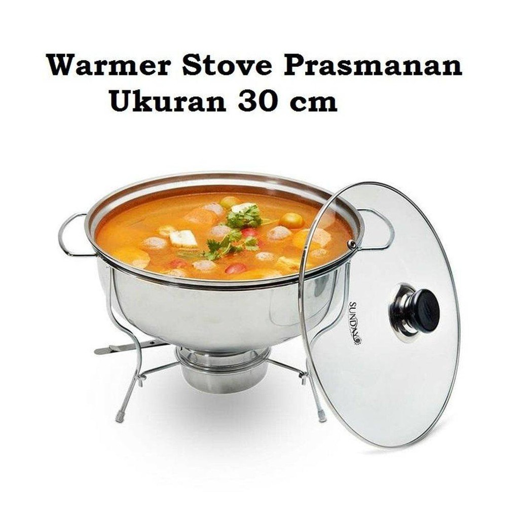 Prasmanan bulat Stainless steel Warmer Stove