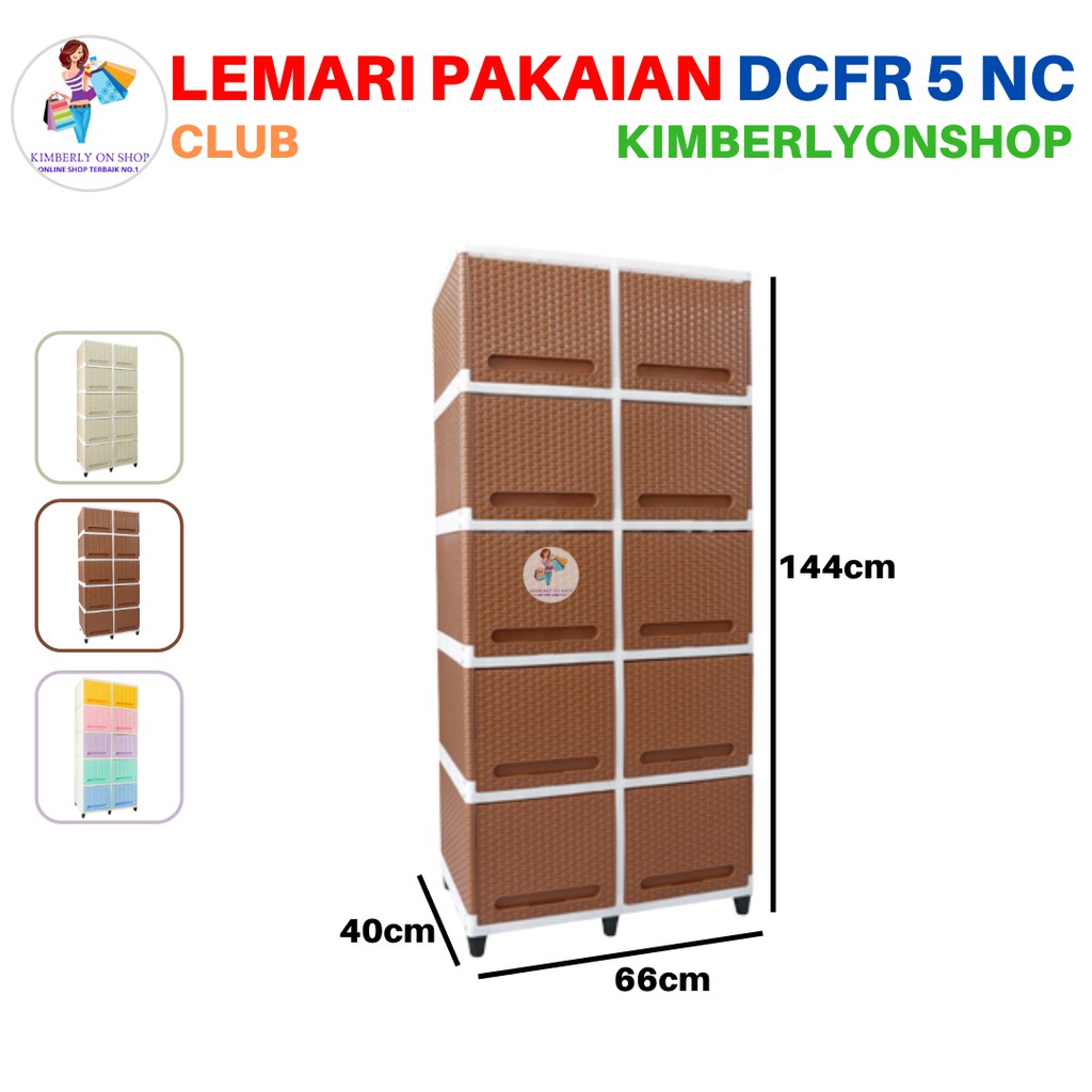 Lemari Pakaian Plastik Laci Clip Flip Double Susun 5