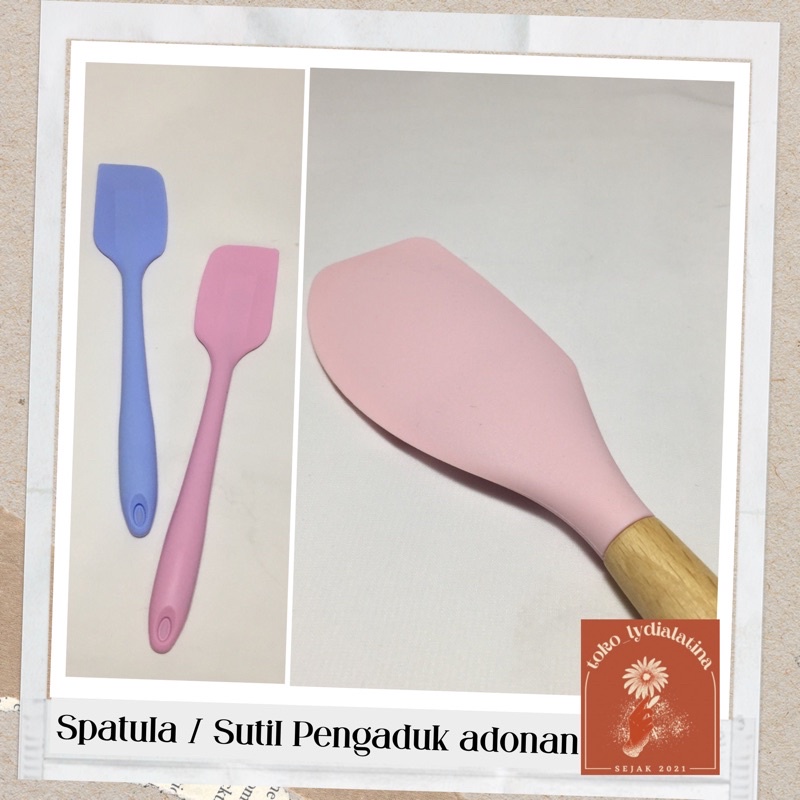 Spatula / Sutil pengaduk adonan silikon pegangan kayu Kova Rustic