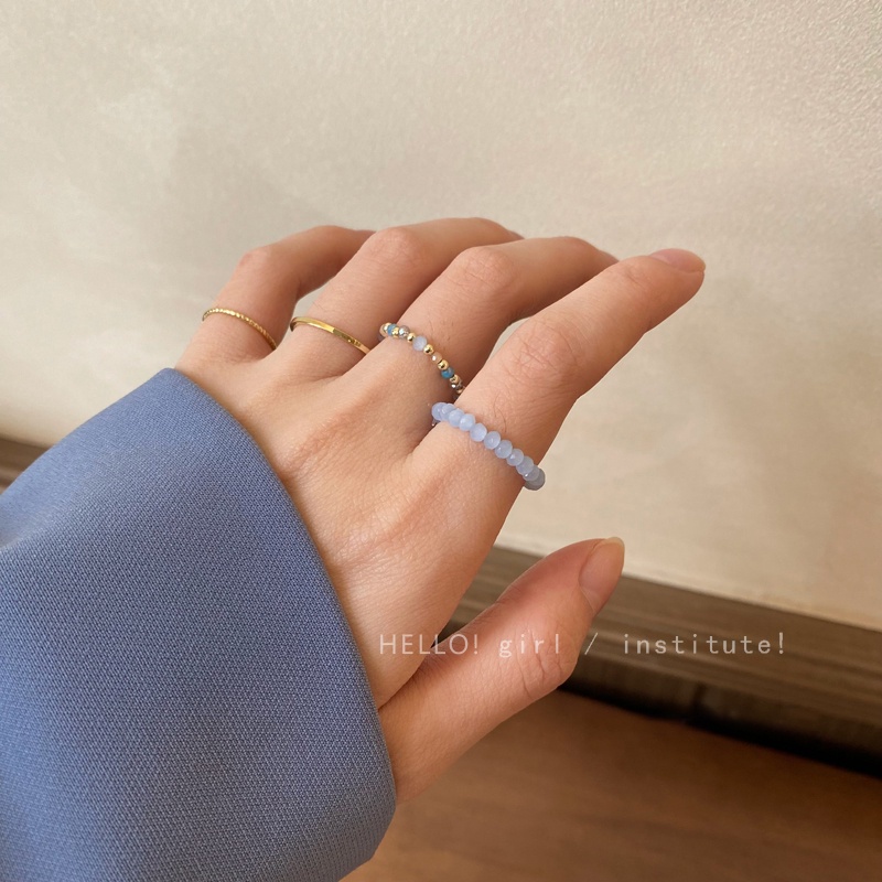4pcs / Set Cincin Manik-Manik Warna-Warni Untuk Wanita