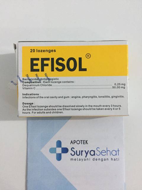 EFISOL C obat Radang Tenggorokan, Sariawan isi 20 Lozenges