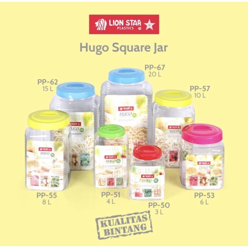TOPLES KOTAK TUTUP PUTAR BESAR 8 LITER LION STAR HUGO SQUARE PP-55