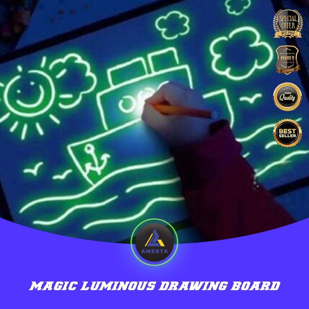 Mainan Edukasi Papan Menggambar Ajaib Magic Luminous Drawing Board A4