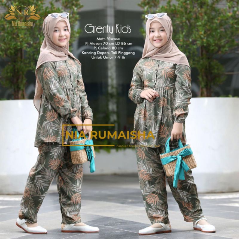 Setelan Anak #1 Motif Polsa / Falfa / Mia Rainbow / Gaida / Granada / Grenty / Shafa / Nagita / Metta / JK / Leopard / Khaula / Joela / Jihan / Jannah / Rasya / Rose / Jofa / Rinaya / Jannati / Ulfa / Moza Original Nia Rumaisha-Grenty kids
