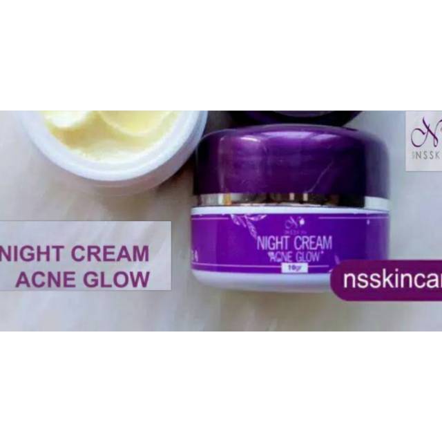 NIGHT CREAM ACNE GLOW NEW NS SKINCARE | DISTRIBUTOR CREAM OBAT JERAWAT DAN GLOWING MANJUR MURAH
