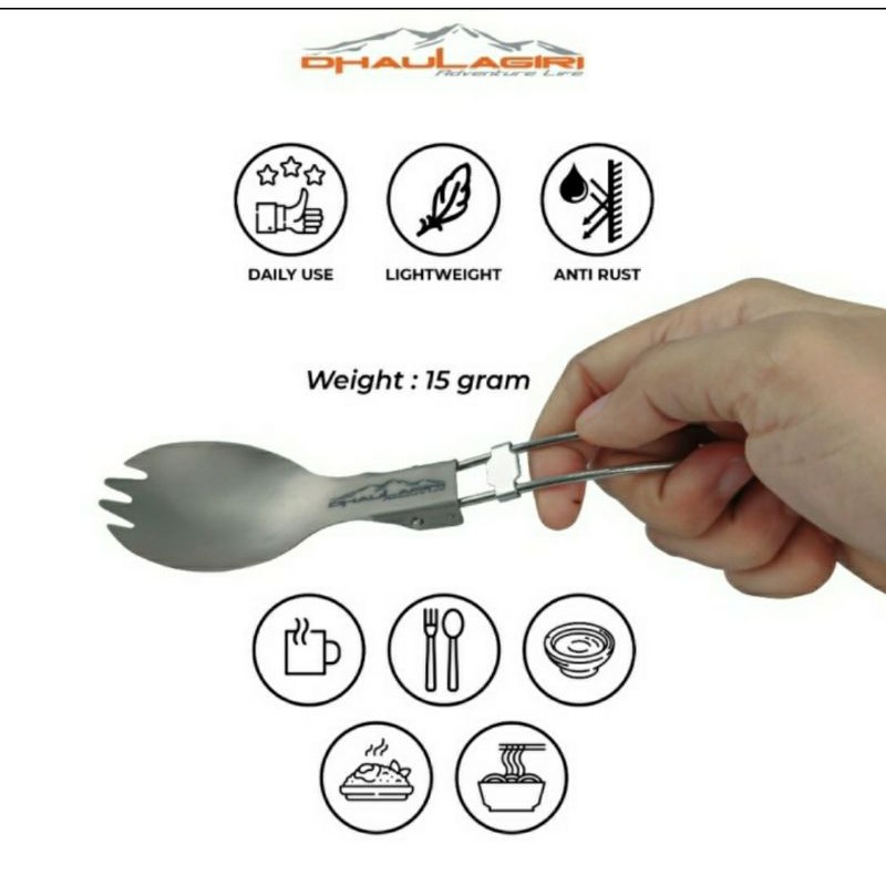 Spork Lipat Dhaulagiri FST 01 / Sendok Garpu Lipat Titanium Dhaulagiri