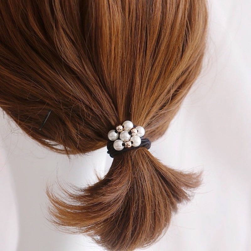 Ikat Rambut Karet Wanita Motif Mutiara / gelang korea mutiara / karet rambut Fashion Aksesoris Rambut Wanita Import