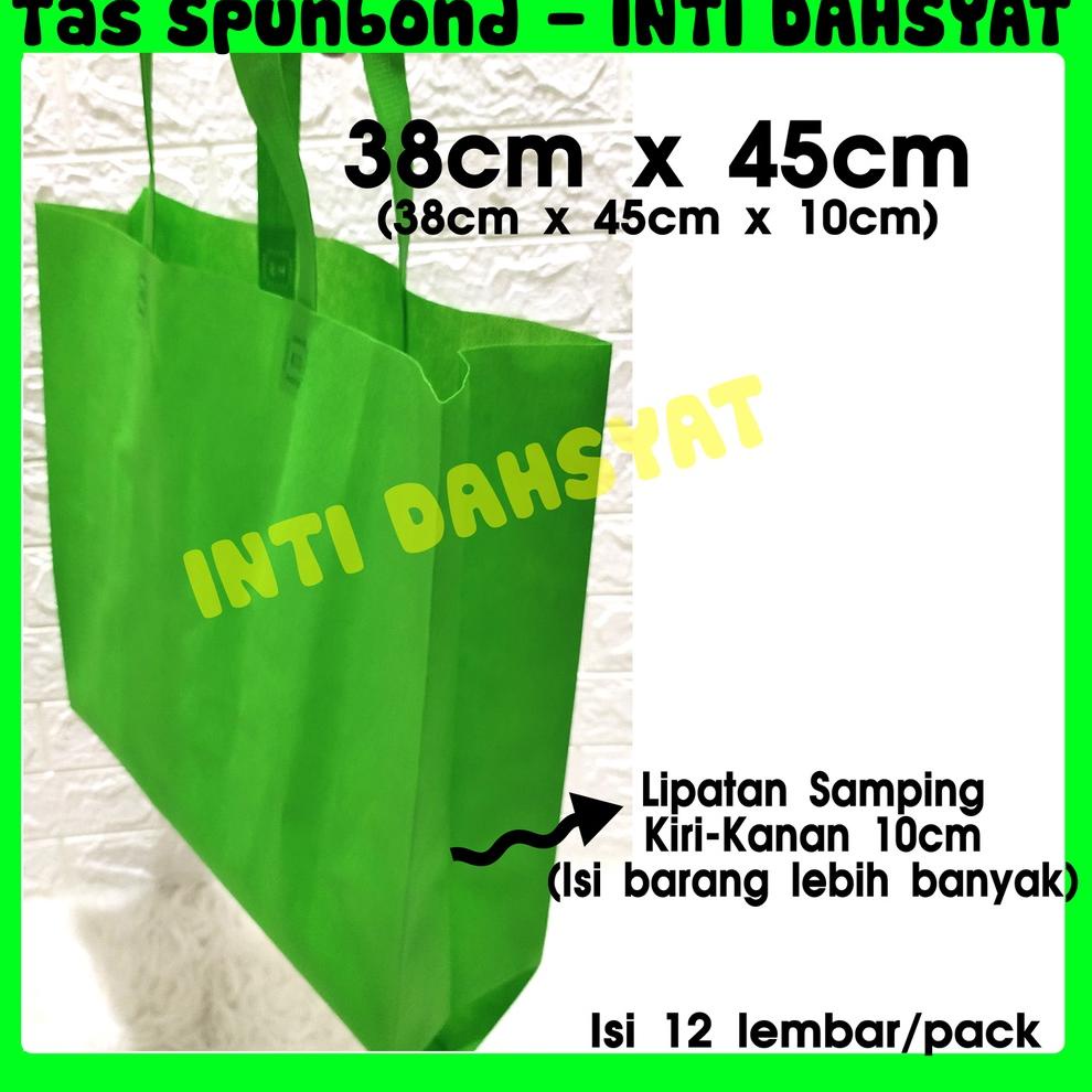 

[KODE Q77KT] Tas Spunbond Goodie Bag Non Wooven Handle Lipat Samping 38x45+10 (isi 12lembar/Lusin) Tas Sembako Besar PALING
