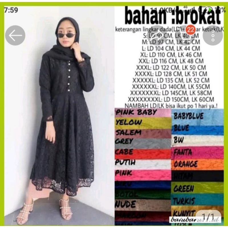tunik brukat dress ld 150 cm jumbo