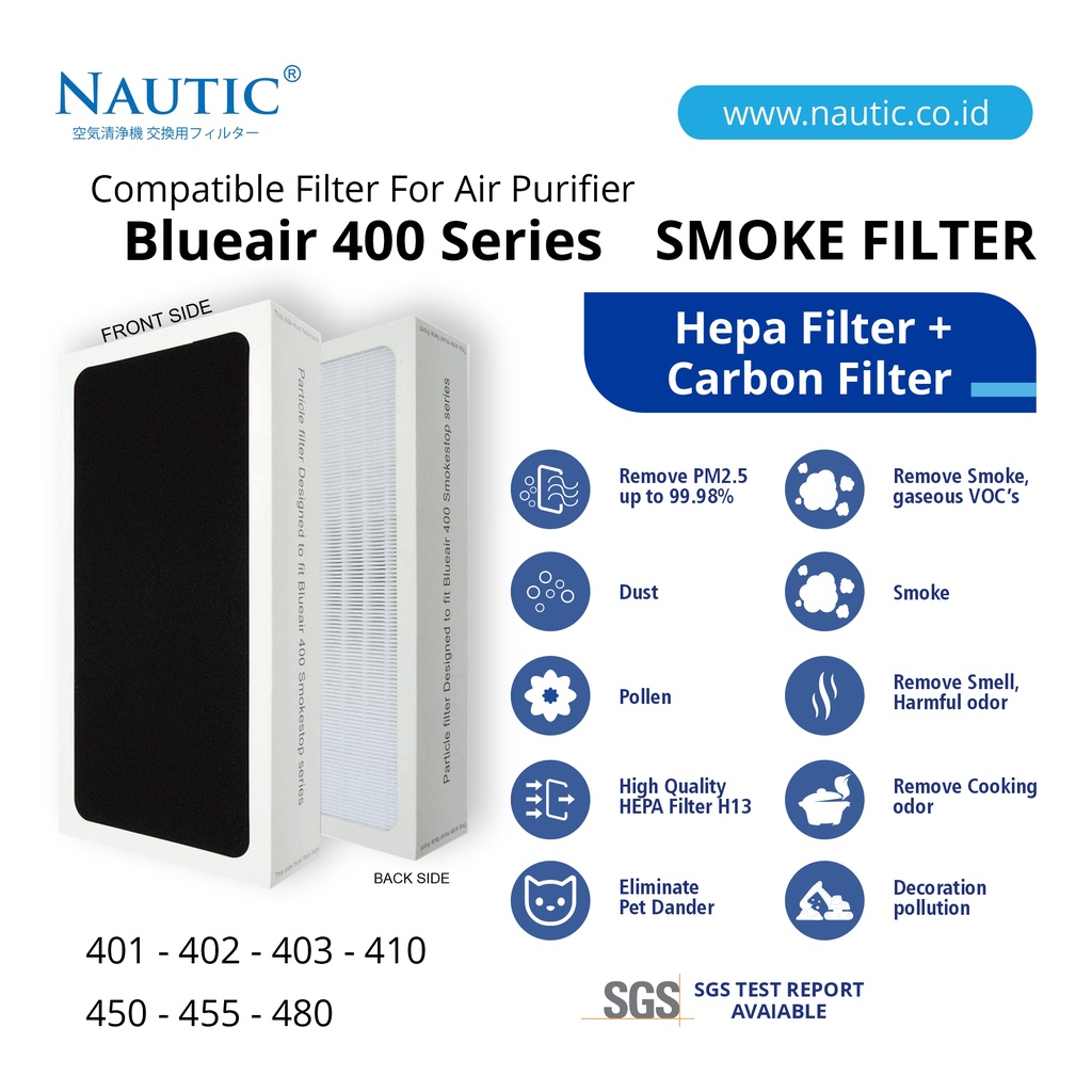 NAUTIC - Blu*air 400 Series Compatible (BUKAN ORI) Filter SMOKESTOP PARTICLE