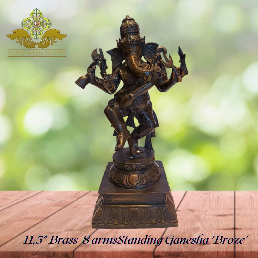 Patung/Rupang/Arca 8 Arms Standing Ganesha Bronze/Perunggu