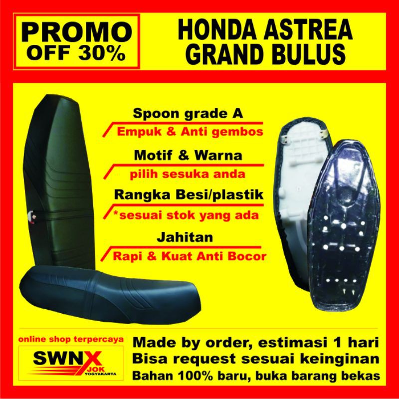JOK MOTOR HONDA ASTREA GRAND BULUS PLAT BESI model kancing, spoon empuk, kuat, anti gembos