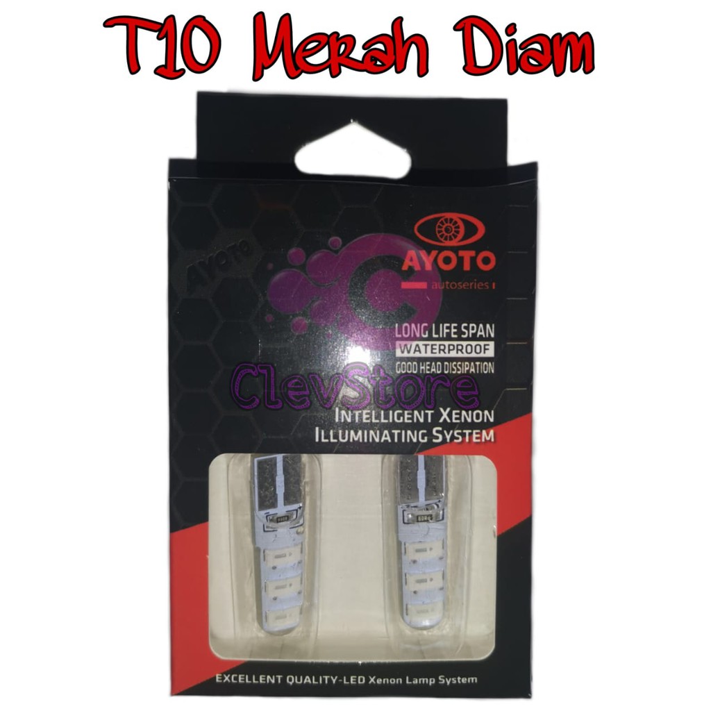 Lampu LED Motor T10 Jelly Nyala Diam Sen senja Warna Merah 2pcs (sepasang)