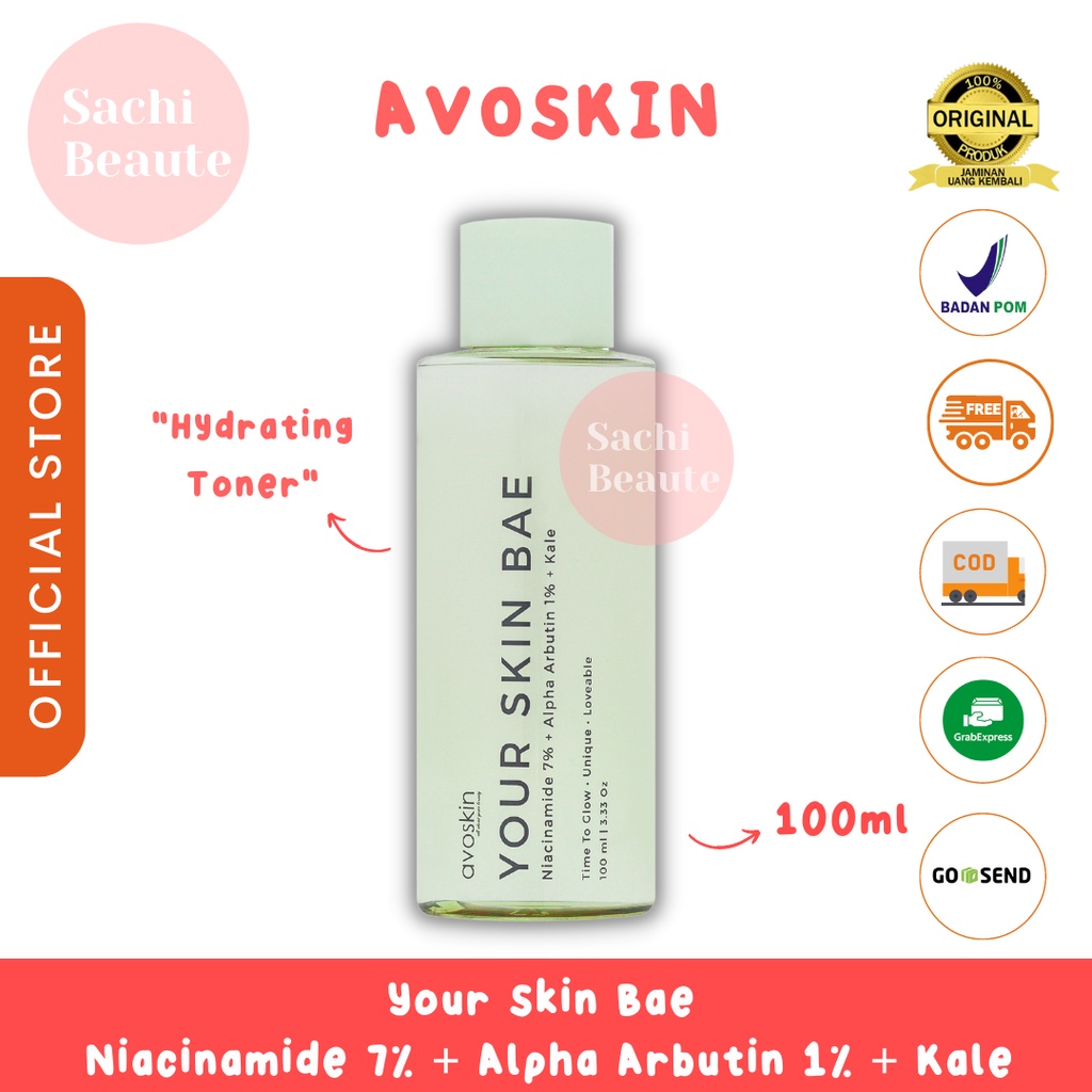 Avoskin Your Skin Bae Toner Niacinamide 7% + Alpha Arbutin 1% + Kale Sachi Beaute