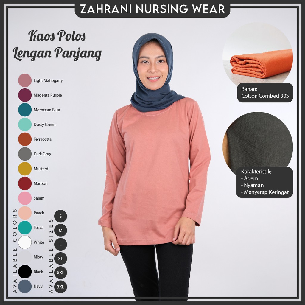KAOS POLOS Perempuan Cotton Combed 30s LENGAN PANJANG KAOS POLOS Perempuan Cotton Combed 30s LENGAN PANJANG