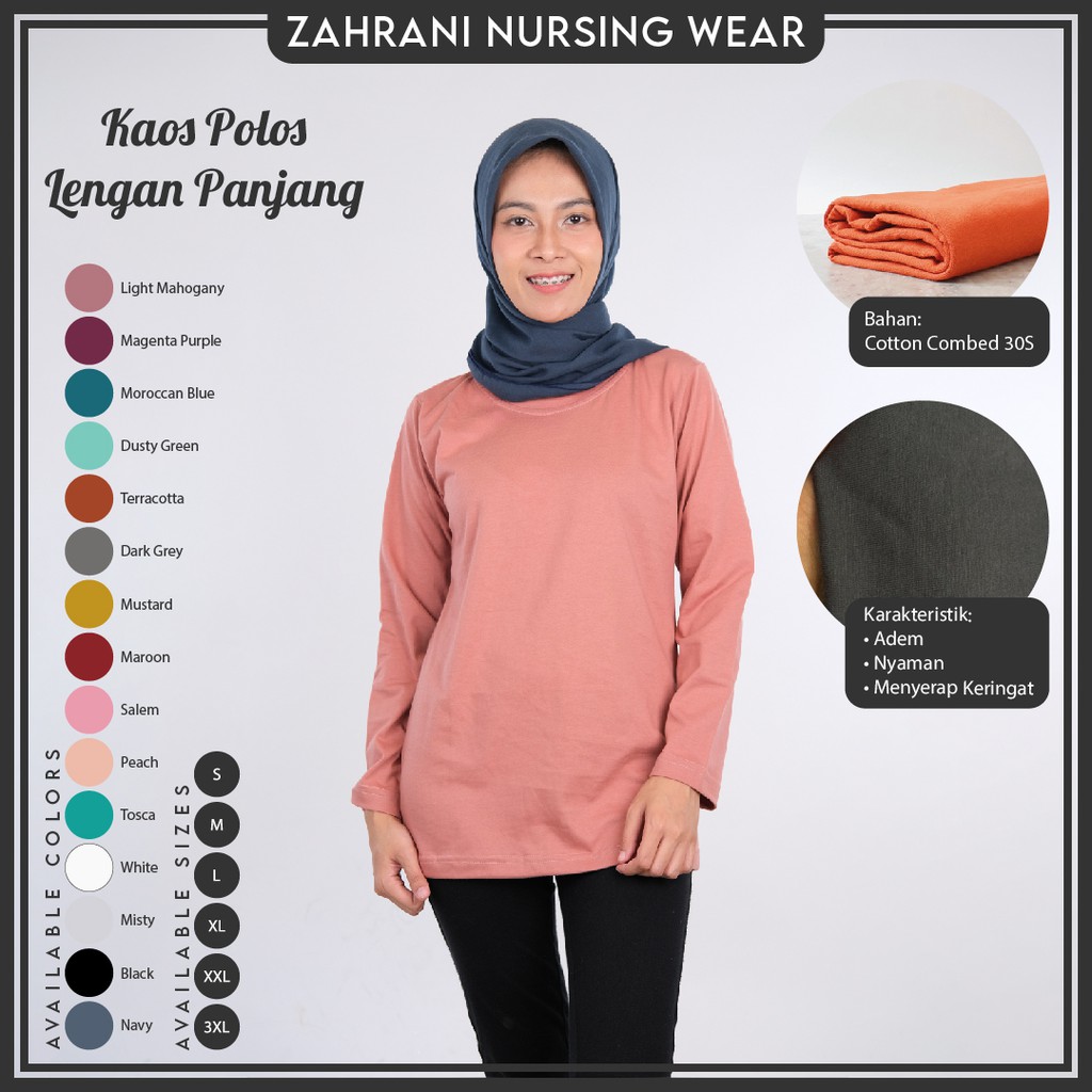  KAOS  POLOS  Perempuan  Cotton Combed 30s LENGAN  PANJANG  