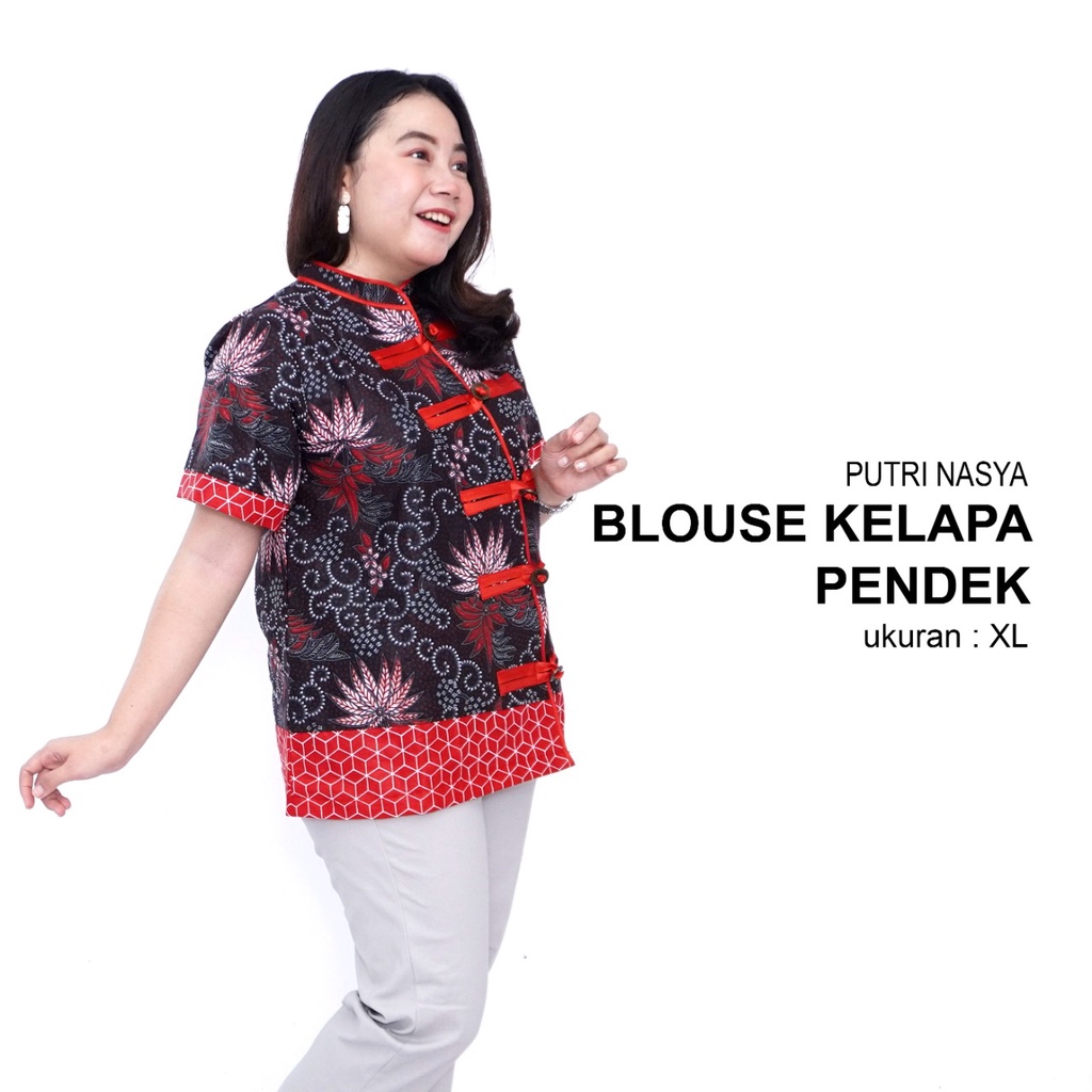 Blouse Big Size Wanita Atasan Batik Lengkap S-M-L-XL-XXL-3L-4L-5L Model Blus Jumbo Kerja Batik