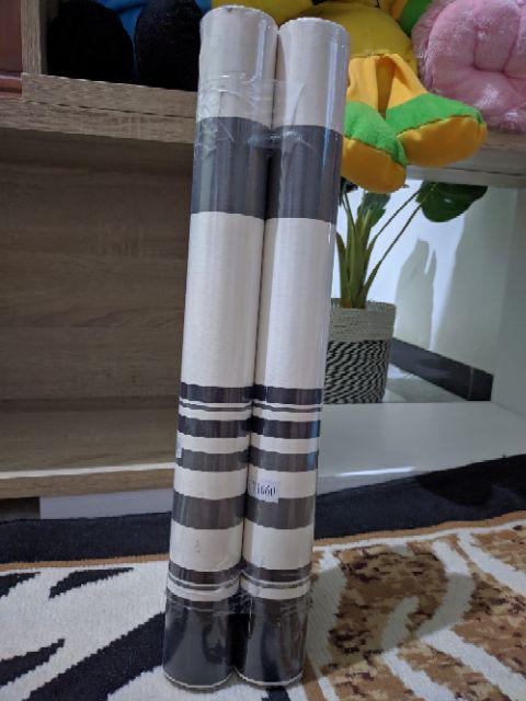 Termurah Wallpaper Sticker Dinding Motif Garis Salur Hitam - Ukuran 45cm X 10m | Anti Air | Lem Kuat
