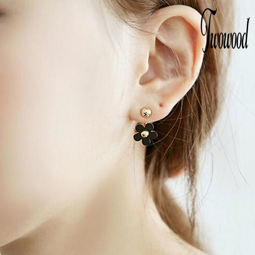 1 Pasang Anting Stud Bentuk Bunga Bahan Alloy Untuk Pesta