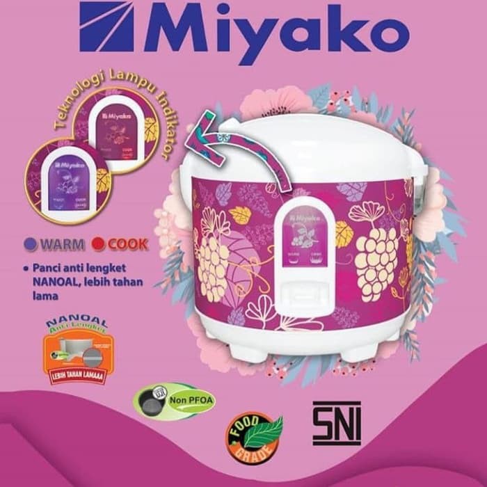 Miyako Magic Com 1.8 Liter / Rice Cooker 3in1 Motif Timbul MCM 516 - Garansi Resmi 1 Tahun