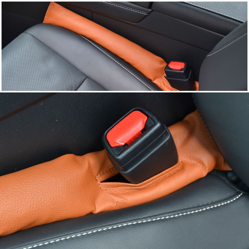 1pcs Leather PU Front Car Seat Gap Filler Block Leak Proof Soft Pad Anti Jatuh Spacer Bantal Sarung Stopper Auto Seat Cushion Celah Celah