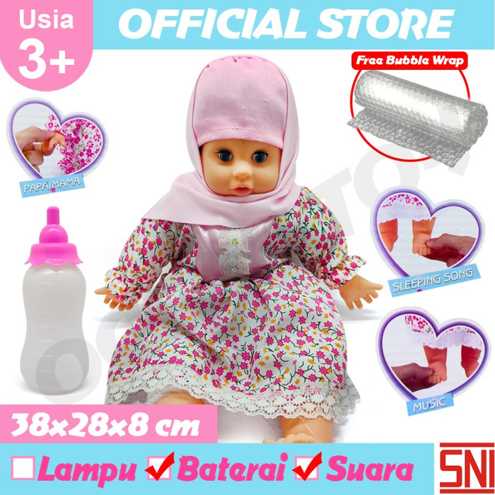 Mainan Anak Boneka Hijab Bisa Nangis danTertawa No.8808A - Biru