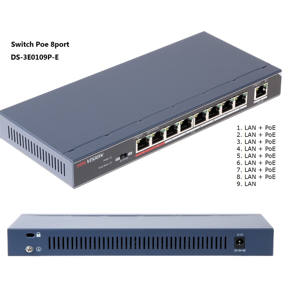 Switch Poe 8port Hikvision 3E0109P-E