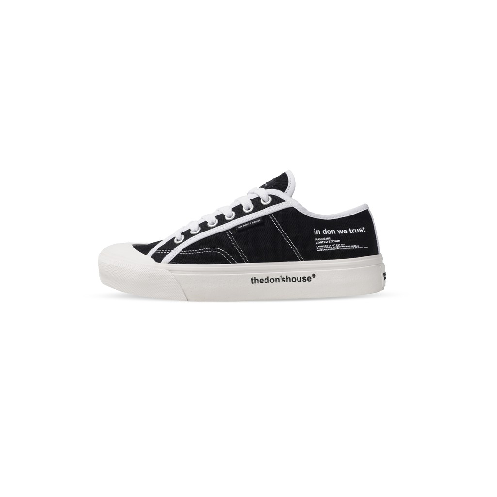 The Don's House Pandemic Bw Low - Sepatu Sneaker Canvas Hitam Putih